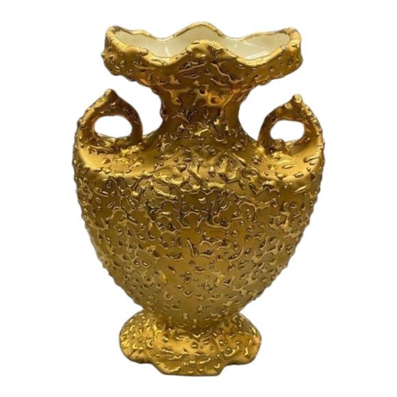 MCM Art Nouveau 22kt Gold Weeping Porcelain Vase Made in the USA Vintage - Picture 1 of 6